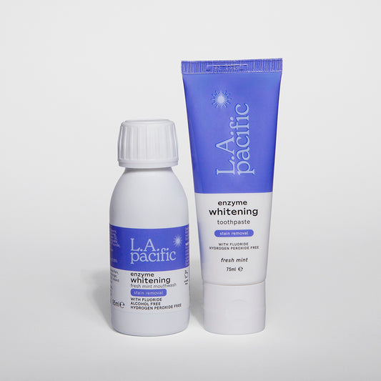 Stain Removal Travel Duo - Enzyme Whitening Stain Removal Toothpaste 75ml & Mouthwash Mini 95ml
